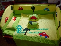 Chăn ga gối quây cũi đắp hình cute ô tô